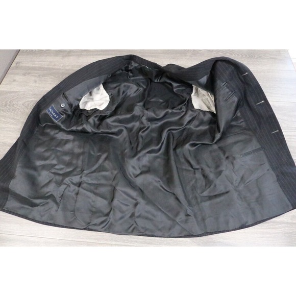 Canali Mens Pinstripe Three Button Suit Black Wool Size 52R X 36 - Picture 9 of 16